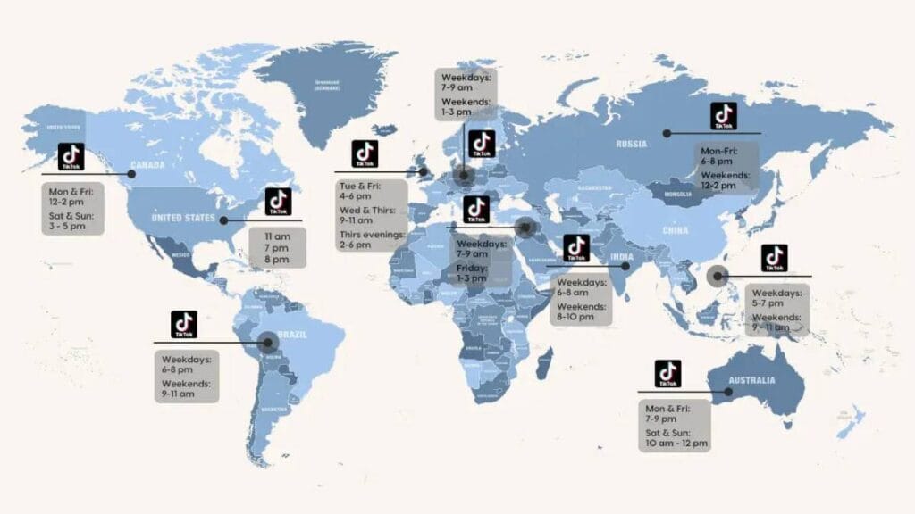 Preview of the Best Time to Post on TikTok By Country