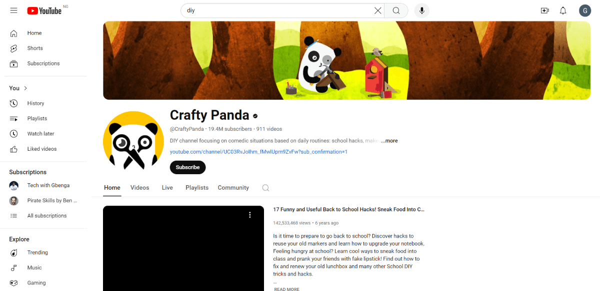 Crafty Panda YouTube Channel